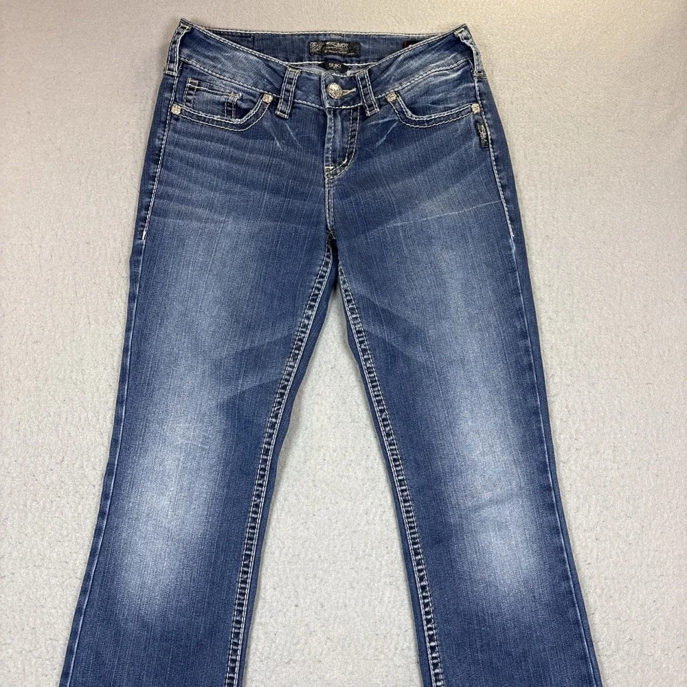 Silver Jeans Co Suki Slim Boot Jeans Women Sz 28 Med Wash Mid Rise Stretch Denim